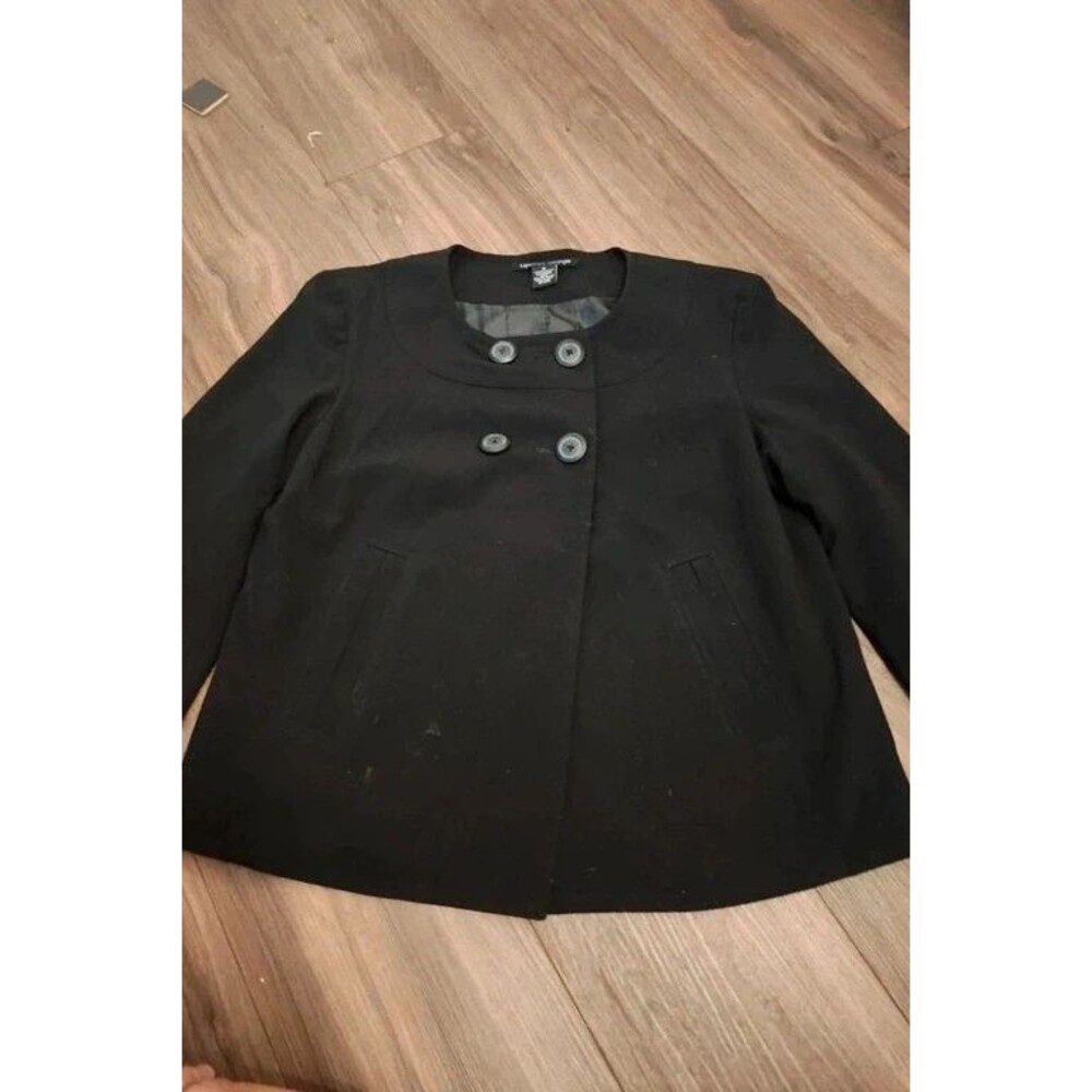 Lifestyle Attitude Black Swing Jacket Collarless Coat Women's Size 8